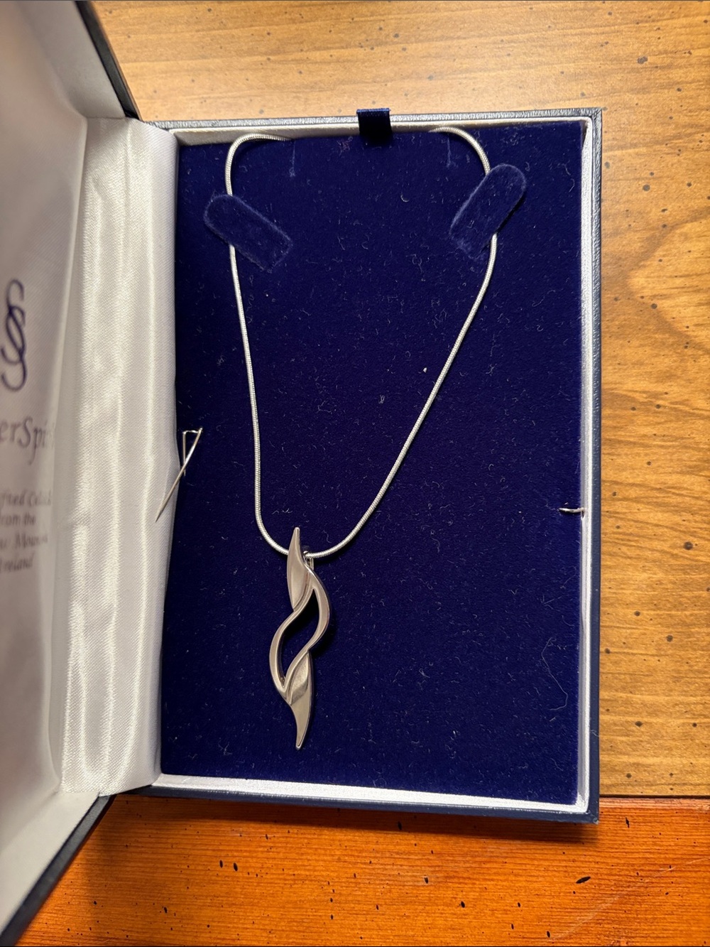Sterling Silver Twist Pendant Necklace - Silver